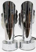 091222 ART DECO CHROME LAMPS WITH STYLIZED FACES