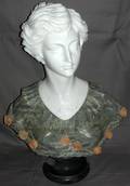 091204 MARBLE BUST ADORNED WITH ROSES 20TH C 22