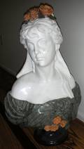 091203 MARBLE BUST OF A WOMAN ADORNED WITH ROSES