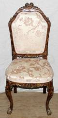 091191 FRENCH STYLE WALNUT SIDE CHAIR C 1910