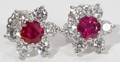 090157 107CT RUBY  141 CT SIDE DIAMOND EARRINGS