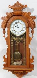 082115 OAK CHIME WALL CLOCK H 34 W 15