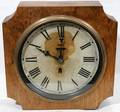 082085 SESSIONS OAK WALL CLOCK TIN FACE ANTIQUE