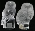 081189 LALIQUE CRYSTAL OWLS 2 H 3 12 DIA 1 34