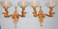 072113 GILT BRONZE FIGURAL 2 LIGHT SCONCES PAIR