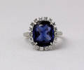 14K white gold sapphire and diamond ring