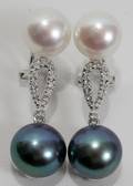 070173 14KT WHITE GOLD DIAMOND AND PEARL EARRINGS