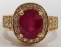 070172 14 KT YELLOW GOLD RUBY  DIAMOND RING
