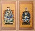 062105 CHINESE ANCESTRAL WATERCOLOR PORTRAITS PAIR