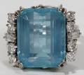 061214 WHITE GOLD 11CT AQUAMARINE  DIAMOND RING