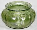 102153 GREEN ART GLASS VASE UNSIGNED H38 DIA6