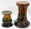 100189 MAJOLICA POTTERY PEDESTALS H78  128