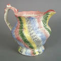 Five color rainbow spatter pitcher 19th c