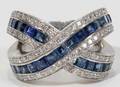 082153 400 CT SAPPHIRE AND DIAMOND CROSS BOW RING
