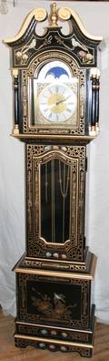 071206 CHINOISERIE BLACK LACQUERED CLOCK H 77