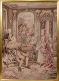 070213 FRAMED TAPESTRY DEPICTING A PARLOR SCENE