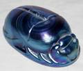 102198 IRIDESCENT BLUE ART GLASS SCARAB PAPERWEIGHT