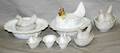 100201 MILK GLASS ANTIQUE COVERED BUTTER DISHES