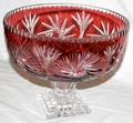 100196 BURGUNDY OVERLAY CRYSTAL COMPOTE