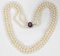092226 ANTIQUE JAPANESE CULTURED PEARLRUBY NECKLACE