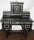 092203 AUSTRIAN BLACK LACQUER INLAY DESK C1880