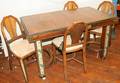 092324 ART DECO PAINTED OAK TABLE  CHAIRS FIVE PCS