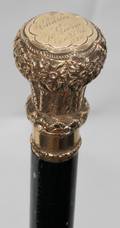 082231 BLACK EBONY CANE WITH 14KT GOLD POMMEL