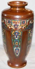 082220 CHINESE VASE BRONZE  CLOISONN 1900 12