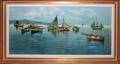 082210 ROSA OIL ON CANVAS ITALIAN FISHING BOATS