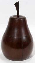 082204 AMERICAN TURNED FRUITWOOD PEAR CADDY 19TH C