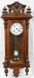 082203 GERMAN CARVED WALL CLOCK BRASS PENDULUM