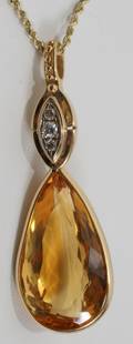 081254 14KT YELLOW GOLD  18CT CITRINE NECKLACE L 2