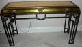 081244 BRASS PLATE  IRON BASE CONSOLE TABLE H 31