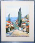 072226 WATERCOLOR ITALIAN RIVIERA LATER 20TH C