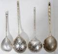 071253 RUSSIAN SILVER SPOONS WSPIRALED HANDLES