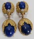 062220 LAPIS LAZULI  DIAMOND DROP EARRINGS PAIR