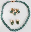 062215 JADE NECKLACE EARRINGS  BROOCH WITH PEARLS