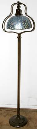 102215 HANDEL BRONZE FLOOR LAMP BASE ART GLASS SHADE