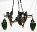 102213 GLASS  BRONZE FIGURAL CHANDELIER MODERN