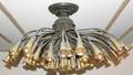 102211 ART GLASS  BRONZE CHANDELIER MODERN