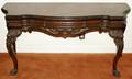 092242 CARVED MAHOGANY FLIPTOP CONSOLE TABLE
