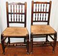 092333 OAK SPINDLE BACK SIDE CHAIRS WITH RUSH SEATS