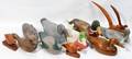 090276 CARVED  PAINTED PINE WALNUT DUCK DECOYS