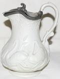 081308 ENGLISH SALT GLAZED PITCHER WITH PEWTER LID