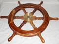 080263 TEAKWOOD SHIPS WHEEL WITH BRASS HUB DIA 24