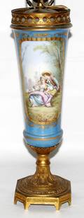 070285 SEVRES PAINTED PORCELAIN URN MOUNTED AS LAMP