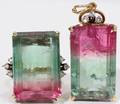 062241 GOLD  WATERMELON TOURMALINE RING WPENDANT