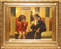 091400 OIL ON CANVAS CONTEMPORARY A SEATED COUPLE