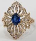 090304 14KT YELLOW GOLD SAPPHIRE AND DIAMOND RING