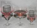 090314 PINK GLASS CHAMPAGNE WATER  WINE GLASSES